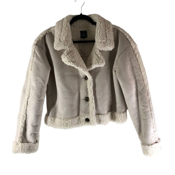 Wild Fable Womens Sherpa Lined Jacket Cozy Style Ivory Size XXS - Picture 2 of 6